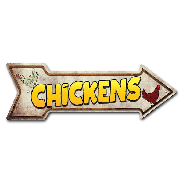 Chickens Arrow Sign Funny Home Decor 24in Wide